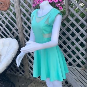 The Vintage Shop Dresses - Tiffany blue dress with sheer cutouts The Vintage Shop Dresses - Tiffany blue dress with sheer cutouts